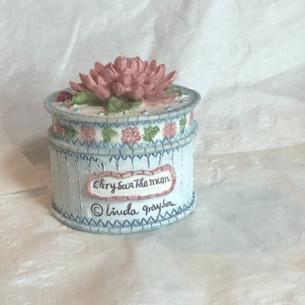 November Chrysanthemum Treasure Box by Lynn Grayson, First Edition Stoc